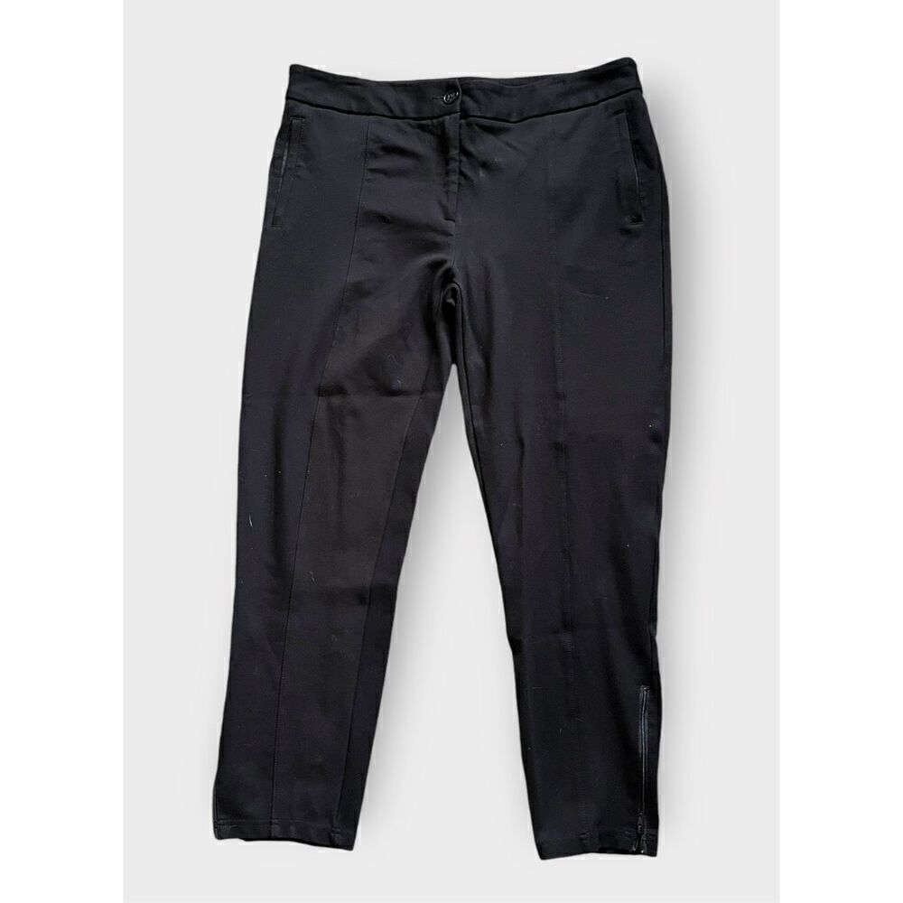 Amazon Essentials Women’s Medium Black Pull on Ankle Zip Pants Trousers